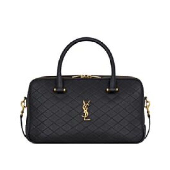 Borsone YSL Saint Laurent Lyia con cassandre e impunture trapuntate a rombi nere