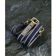 Christian Dior Borsa tote media Dior Book Blu scuro Ricami Dior Oblique e pelle di vitello