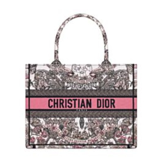Christian Dior Borse Replica tote media Dior Book Borse Replica rosa a tema Butterfly Around The World. Ricamo grafico