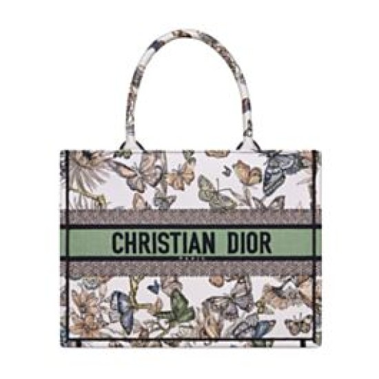 Christian Dior Replica Perfetta tote media Dior Book Crema Ricamata con motivo Toile de Jouy Mexico bianco multicolor