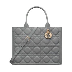 Christian Dior Borsa tote media Dior Book Grigia Motivo Macrocannage