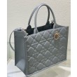 Christian Dior Borsa tote media Dior Book Grigia Motivo Macrocannage