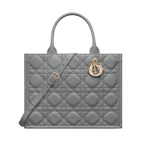 Christian Dior Borsa tote media Dior Book Grigia Motivo Macrocannage