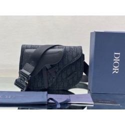 Custodia da uomo Dior Saddle Dior Oblique Jacquard nera