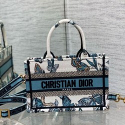 Replica Perfette Dior Mini Book Tote con tracolla Toile de Jouy Mexico Ricamo Blu imitazioni