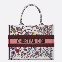 Replica Perfette Qualità superiore replica tote media Dior Book Tote multicolore con ricamo Florilegio bianco imitazioni