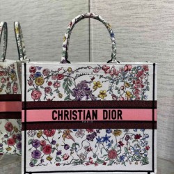 Borse Replica Dior Large Book Tote Bag Multicolor Florilegio Ricamo Bianco qualità specchio Replica Perfette Borse Dior Large Book Tote Bag Multicolor Florilegio Ricamo Bianco imitazioni