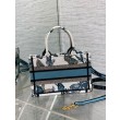 Dior Mini Book Tote con tracolla Toile de Jouy Mexico Ricamo Blu