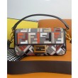Fendi Baguette Borsa Media Motivo FF Ricamato Multicolor 8BR600 Caffè