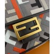 Fendi Baguette Borsa Media Motivo FF Ricamato Multicolor 8BR600 Caffè