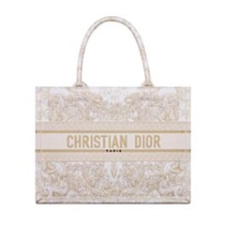 Replica Perfette Christian Dior Borsa tote media Dior Book dorata Con motivo Butterfly Around The World color oro e bianco imitazioni
