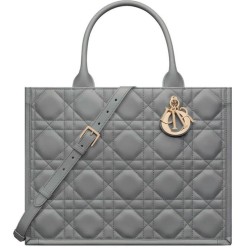 Replica Perfette Christian Dior Borsa tote media Dior Book Grigia Motivo Macrocannage imitazioni