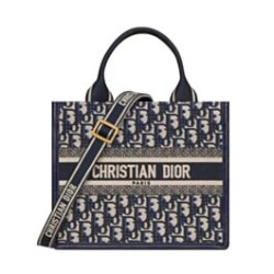 Replica Perfette Borse Imitazioni tote Christian Dior piccola Dior Book Ricami Dior Oblique blu scuro e pelle di vitello imitazioni