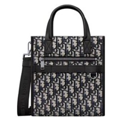 Replica Perfette Borsa da uomo Christian Dior Safari North-South Tote Blu scuro Dior Oblique jacquard imitazioni