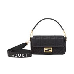 Miglior Prezzo Borsa baguette media Fendi con motivo FF in rilievo 8BR600 nera Replica