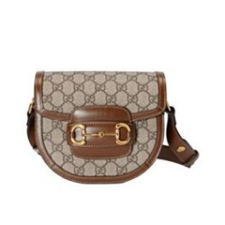 Replica Perfette Borse Firmate  mini arrotondata Gucci Horsebit 1955 760191 Caffè imitazioni
