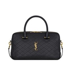 Replica Perfette Borsone YSL Saint Laurent Lyia con cassandre e impunture trapuntate a rombi nere imitazioni