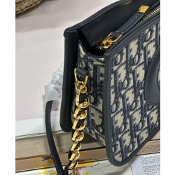 Mini borsa hobo Christian Dior CD Signature Blu scuro