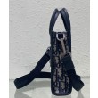 Mini borsa tote Christian Dior Safari Nord-Sud Jacquard Dior Oblique blu scuro