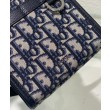 Mini borsa tote Christian Dior Safari Nord-Sud Jacquard Dior Oblique blu scuro