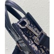 Mini borsa tote Christian Dior Safari Nord-Sud Jacquard Dior Oblique blu scuro