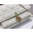 Pochette Dior Lady Dior con catena Cannage bianca