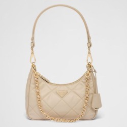 Prada Riedizione 1995 Mini Borsa Chaine Re-Nylon Beige