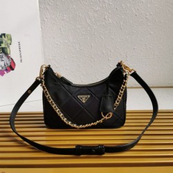 Imitazione Prada Riedizione 1995 Mini Borsa Chaine Re-Nylon Nero