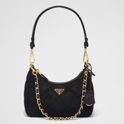 Imitazione Prada Riedizione 1995 Mini Borsa Chaine Re-Nylon Nero