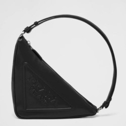 Replica Perfette Borsa a tracolla triangolare Prada Nera imitazioni