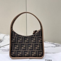 Replica Perfette Fendi Mini Fendessencehobo Fendi Bag Miniborsa in tessuto FF Marrone imitazioni
