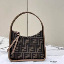 Replica Perfette Fendi Mini Fendessencehobo Fendi Bag Miniborsa in tessuto FF Marrone imitazioni