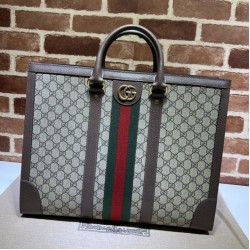 Replica Perfette Borsa tote grande da uomo Gucci Ophidia 724665 Marrone imitazioni