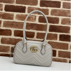 Bora Pari all'originale replica piccola con manico superiore Gucci GG Marmont 795199 Bianca