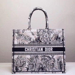 Borse Replica Dior Book Tote Toile de Jouy Carnivora Motivo Grigio