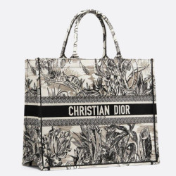 Borse Replica Dior Book Tote Toile de Jouy Carnivora Motivo Grigio
