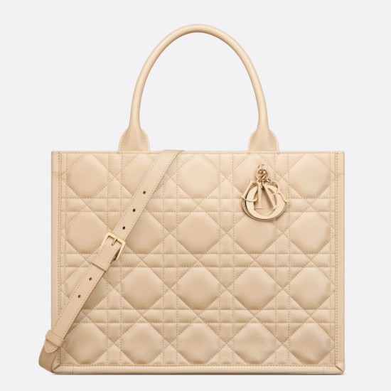 Borsa Replica 1:1 Dior Media Book Tote con tracolla Borsa Replica 1:1 Dior Macrocannage Beige