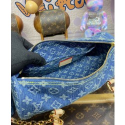 Borsa LV Papillon LV M46830 Denim monogram blu