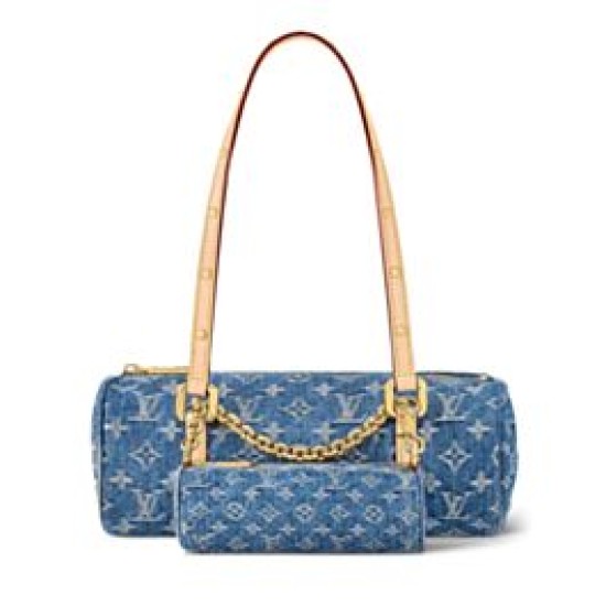 Borsa LV Papillon LV M46830 Denim monogram blu