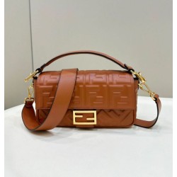 Borsa media Fendi Baguette Borsa Fendi con motivo FF Marrone