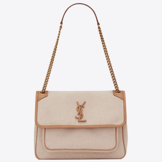 Borsa Niki media YSL Saint Laurent in tela di cotone