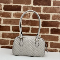 Bora Pari all'originale replica piccola con manico superiore Gucci GG Marmont 795199 Bianca