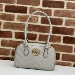 Bora Pari all'originale replica piccola con manico superiore Gucci GG Marmont 795199 Bianca