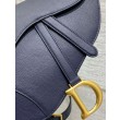 Borse Firmate Replica Saddle Dior con tracolla in pelle di vitello granulata blu indaco