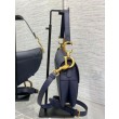 Borse Firmate Replica Saddle Dior con tracolla in pelle di vitello granulata blu indaco