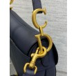 Borse Firmate Replica Saddle Dior con tracolla in pelle di vitello granulata blu indaco