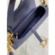 Borse Firmate Replica Saddle Dior con tracolla in pelle di vitello granulata blu indaco
