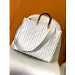 Borsa shopper Fendi Sunshine piccola/media con motivo FF in rilievo 3D-Texture Bianca