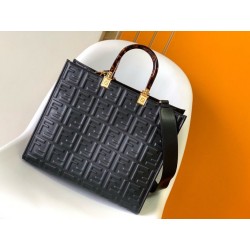 Borse Imitazioni shopper Fendi Sunshine piccola/media con motivo FF in rilievo 3D-Texture Nera