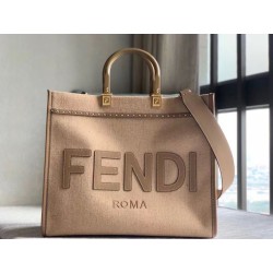 Borse Firmate Replica shopper media Fendi Sunshine in flanella marrone